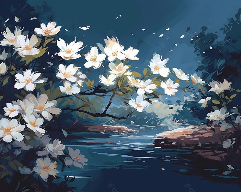 寂静室外大自然景色油画花朵,插画/手绘图,插画/手绘图库,插画/手绘图下载,插画/手绘